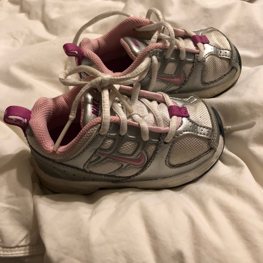 Nike pink and silver sneakers